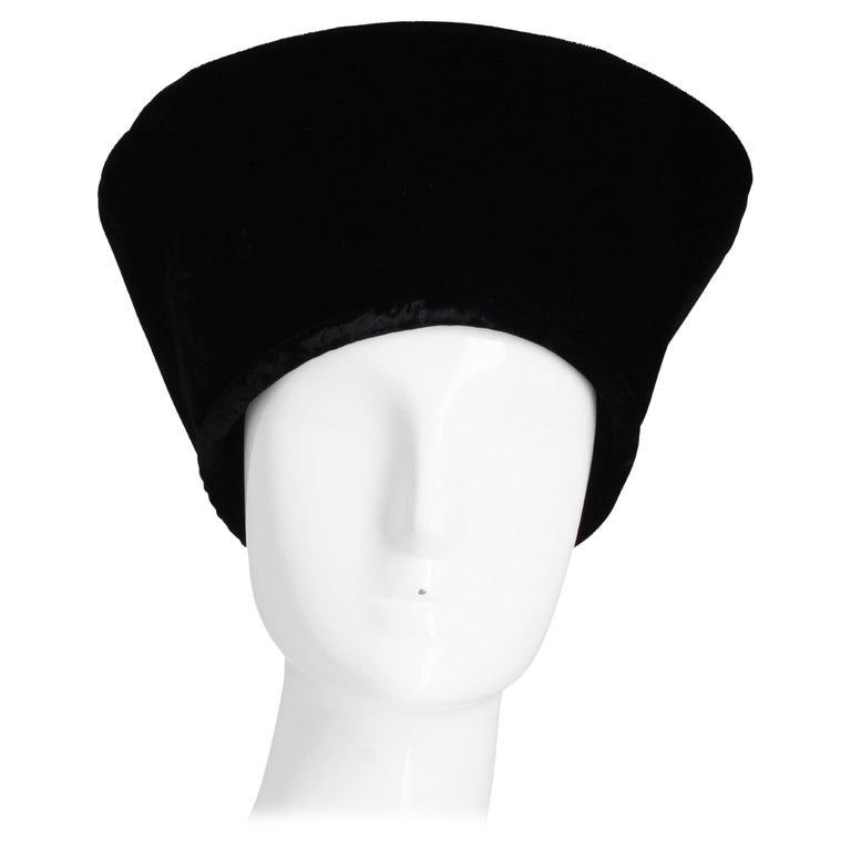 Vintage Norma Kamali Hat Black Velvet High Brim Cossack  display picture 2