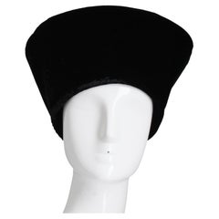 Vintage Norma Kamali Hat Black Velvet High Brim Cossack Style Rare 90s Size S