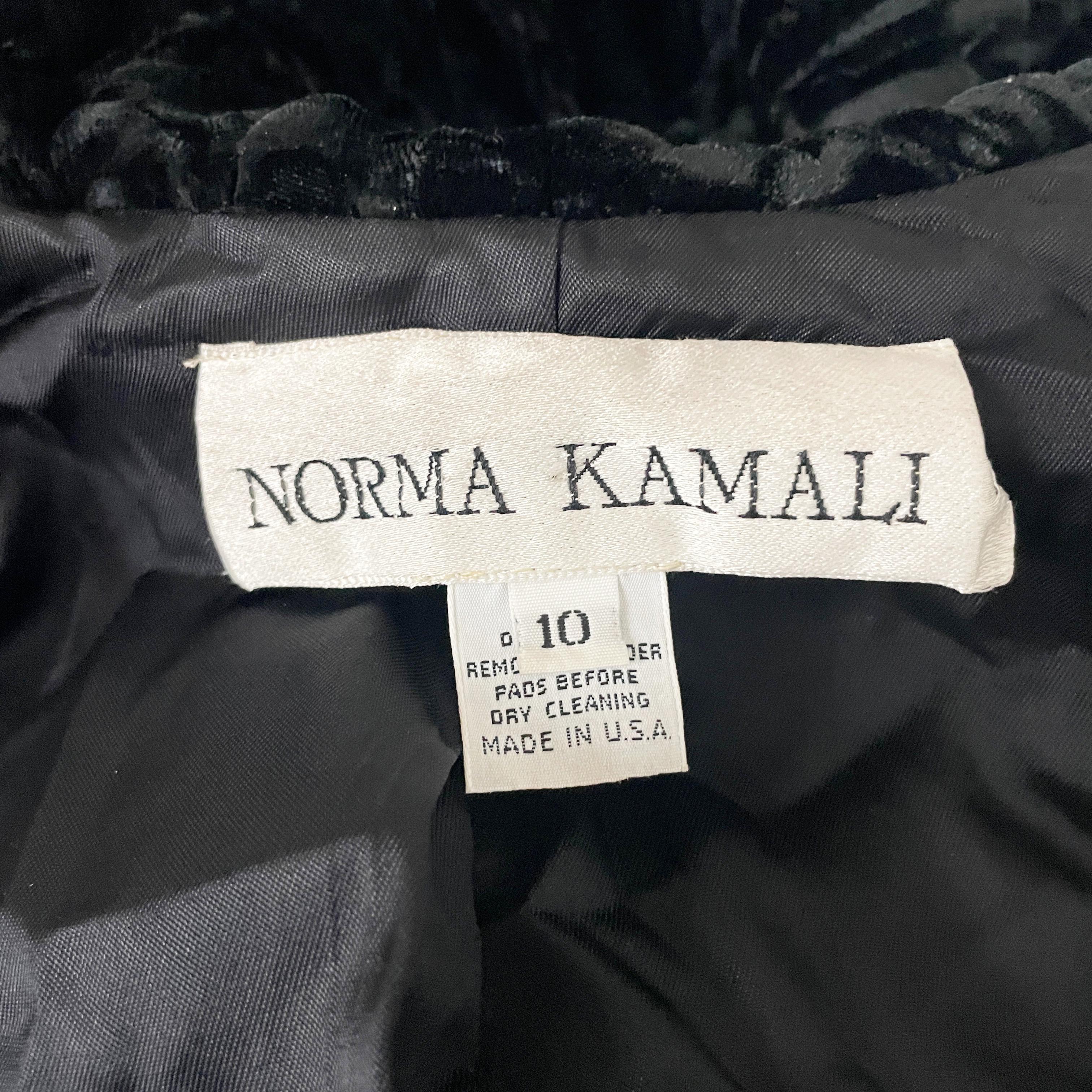 Vintage Norma Kamali Jacket Massive Shawl Collar Black Velvet Burnout Sz 10 HTF 6