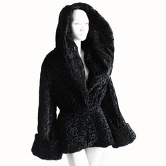 Vintage Norma Kamali Jacket Massive Shawl Collar Black Velvet Burnout Sz 10 HTF