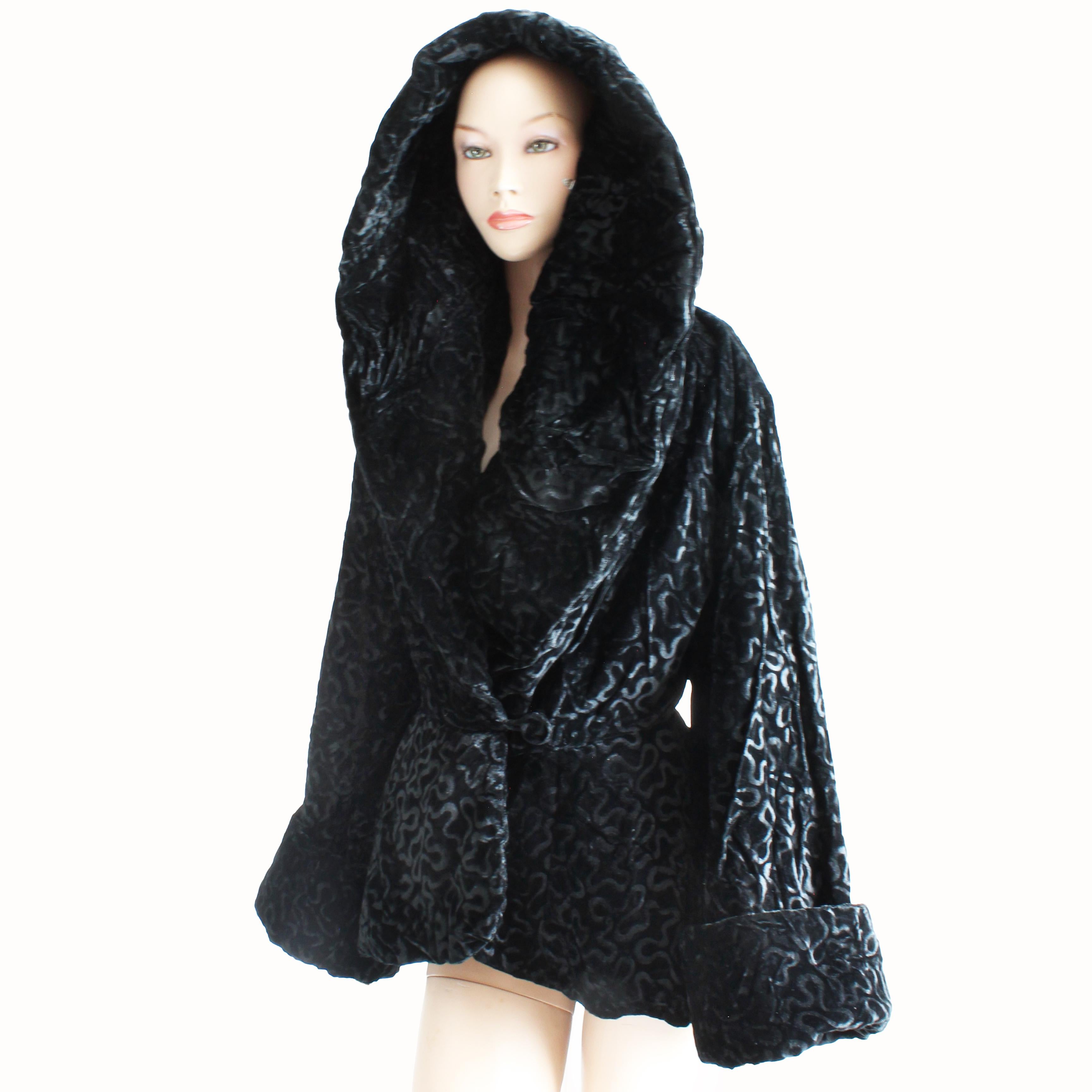 Women's or Men's Vintage Norma Kamali Jacket Massive Shawl Collar Black Velvet Burnout Sz 10 HTF