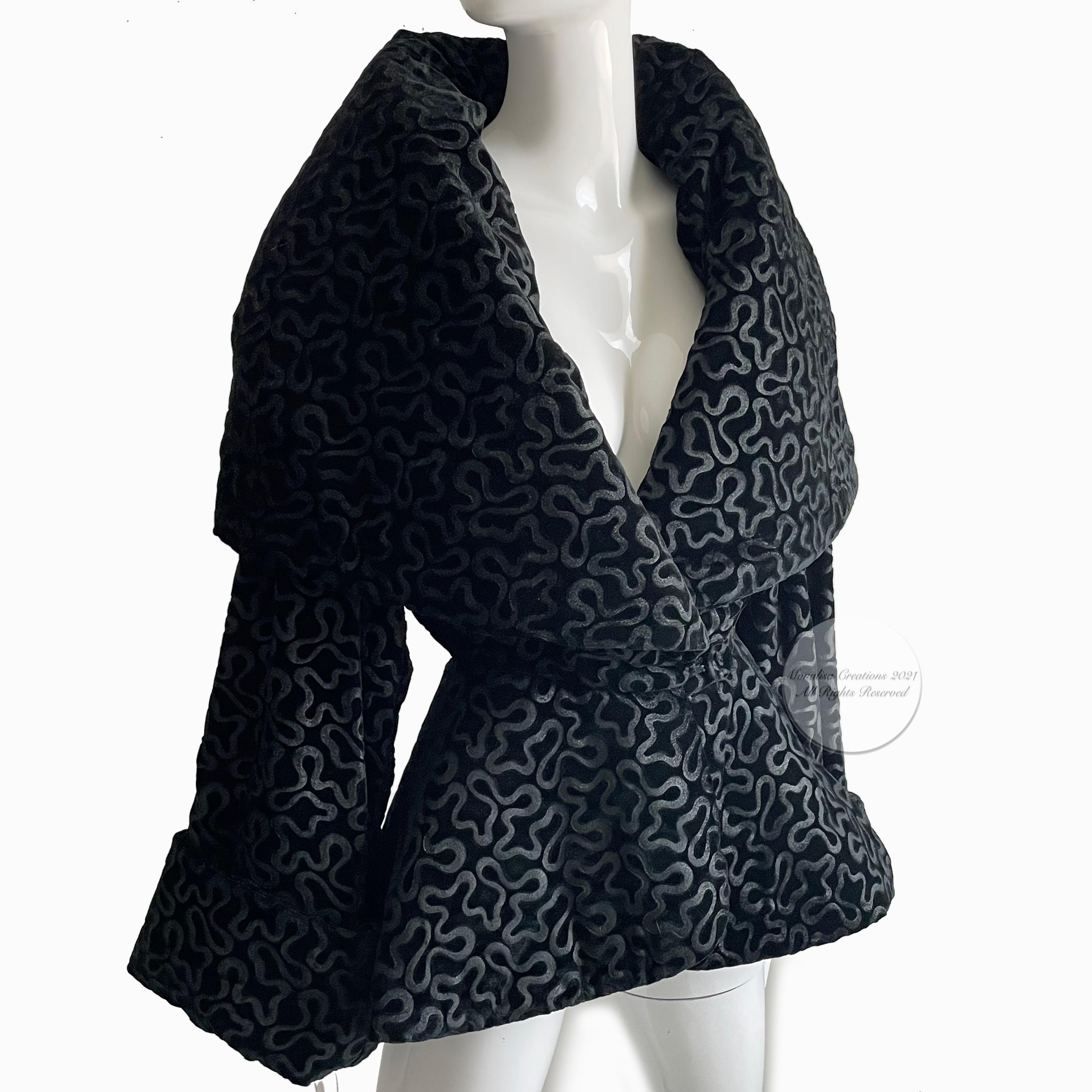 Vintage Norma Kamali Jacket Oversized Shawl Collar Rare Black Velvet Size 6 1