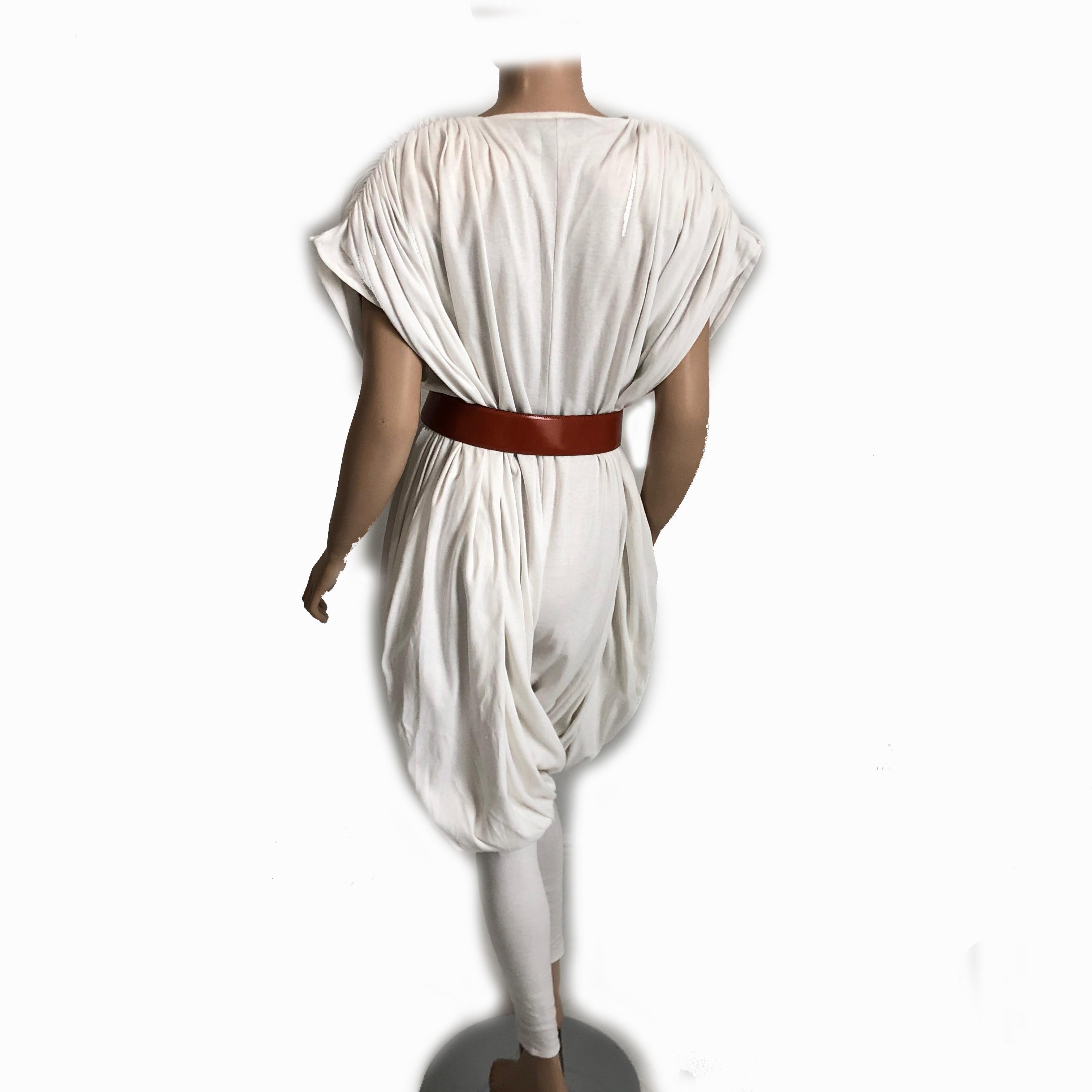 Vintage Norma Kamali Jumpsuit White Draped Jersey Harem Pant Size S 1