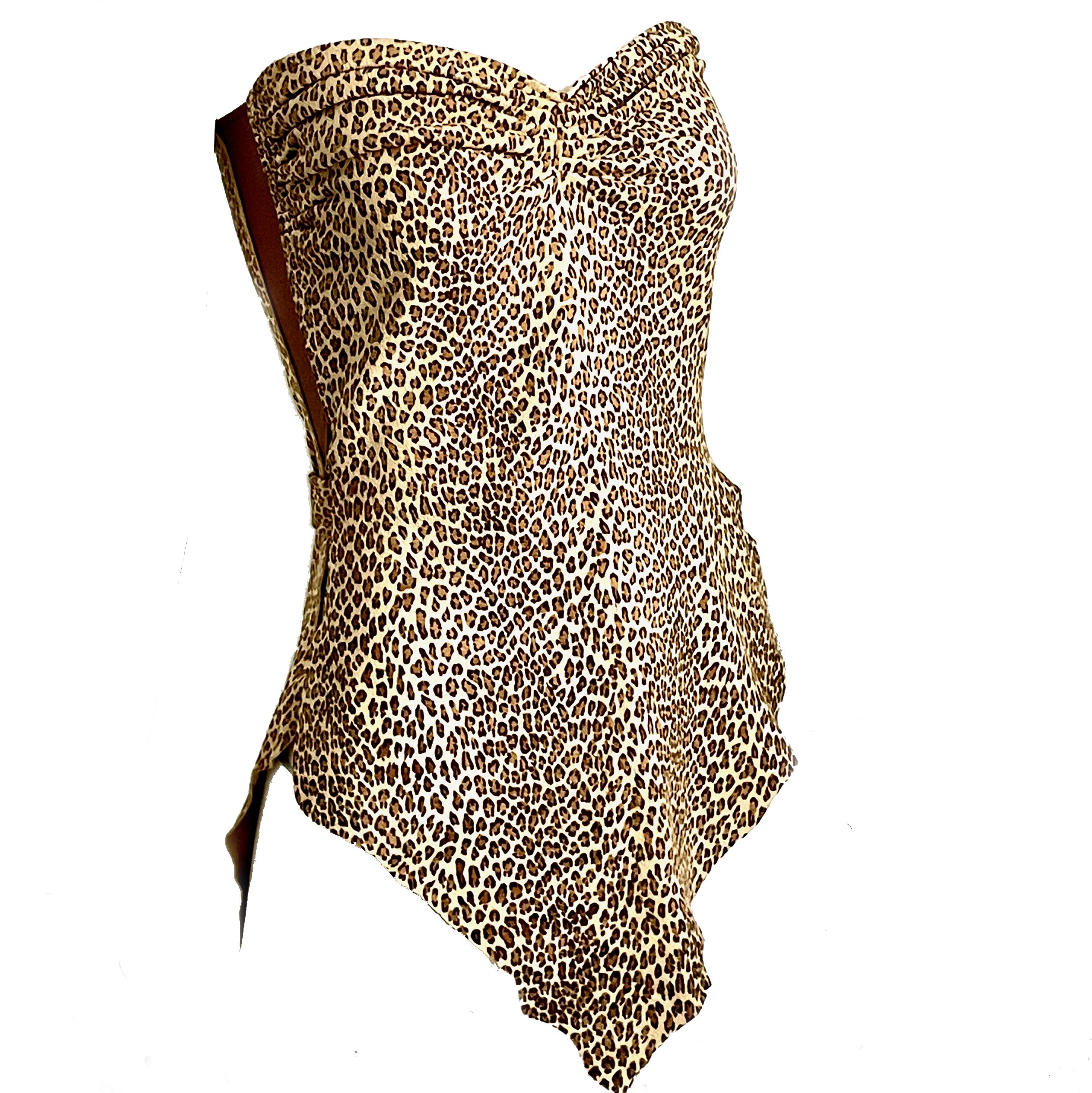 Vintage Norma Kamali OMO Halter Top with Wrap Ties Leopard Print Leather HTF 2