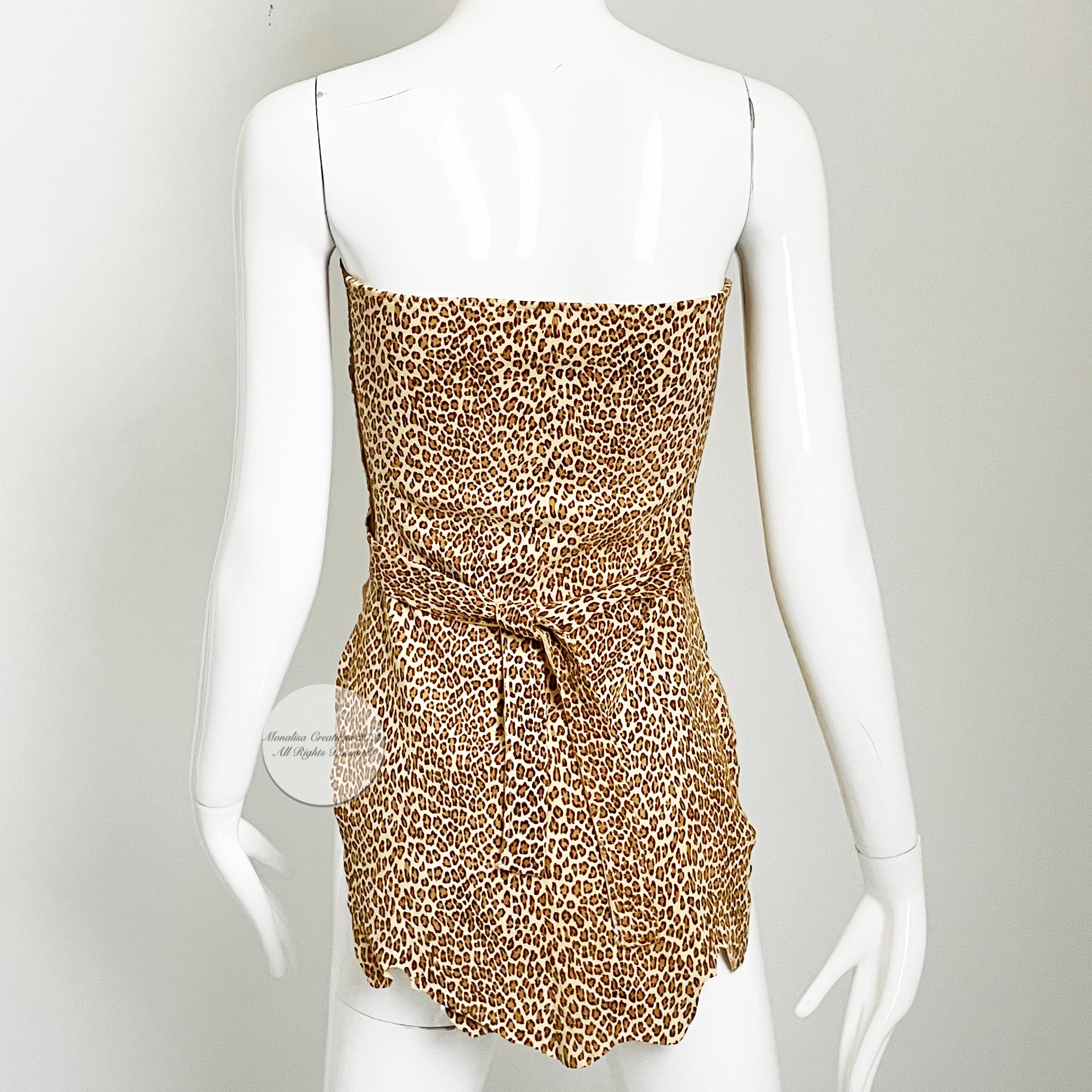 Vintage Norma Kamali OMO Halter Top with Wrap Ties Leopard Print Leather HTF 1
