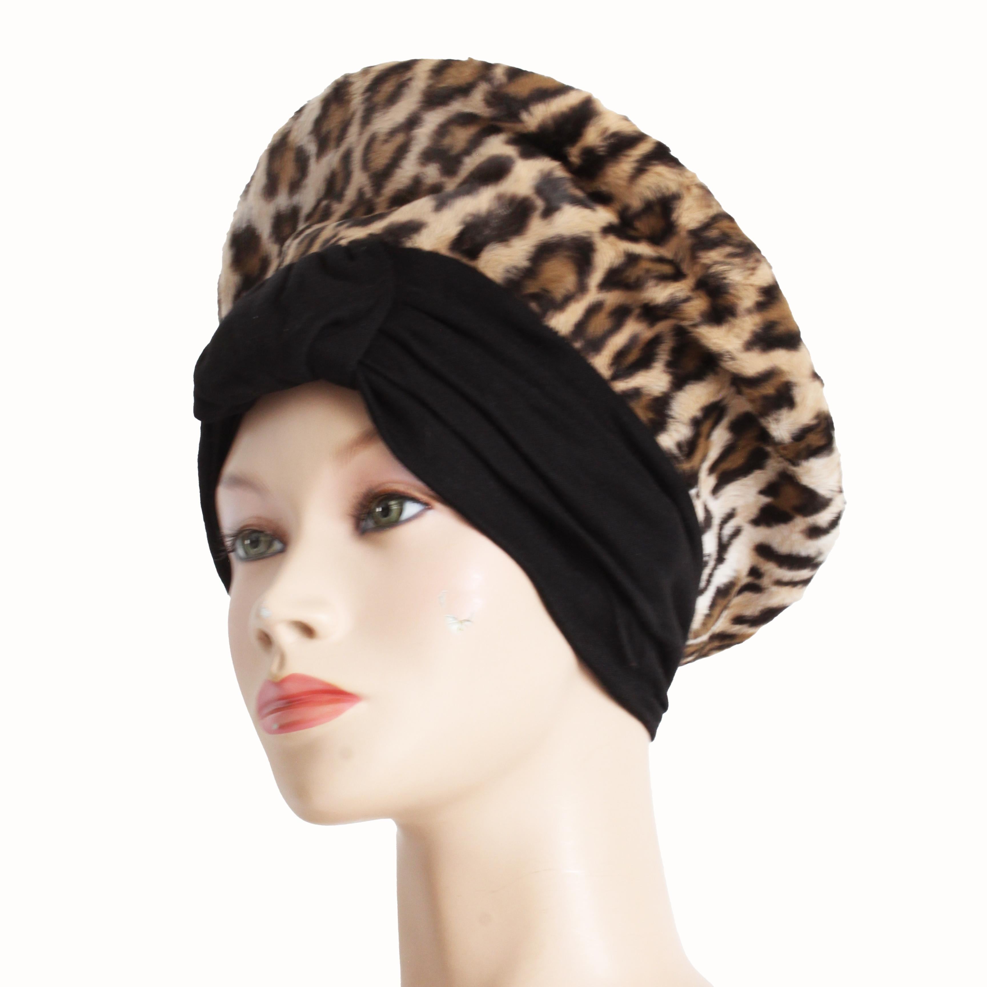 Vintage Norma Kamali OMO Hat Leopard Cossack Style High Fashion 80s Rare OSFM 6