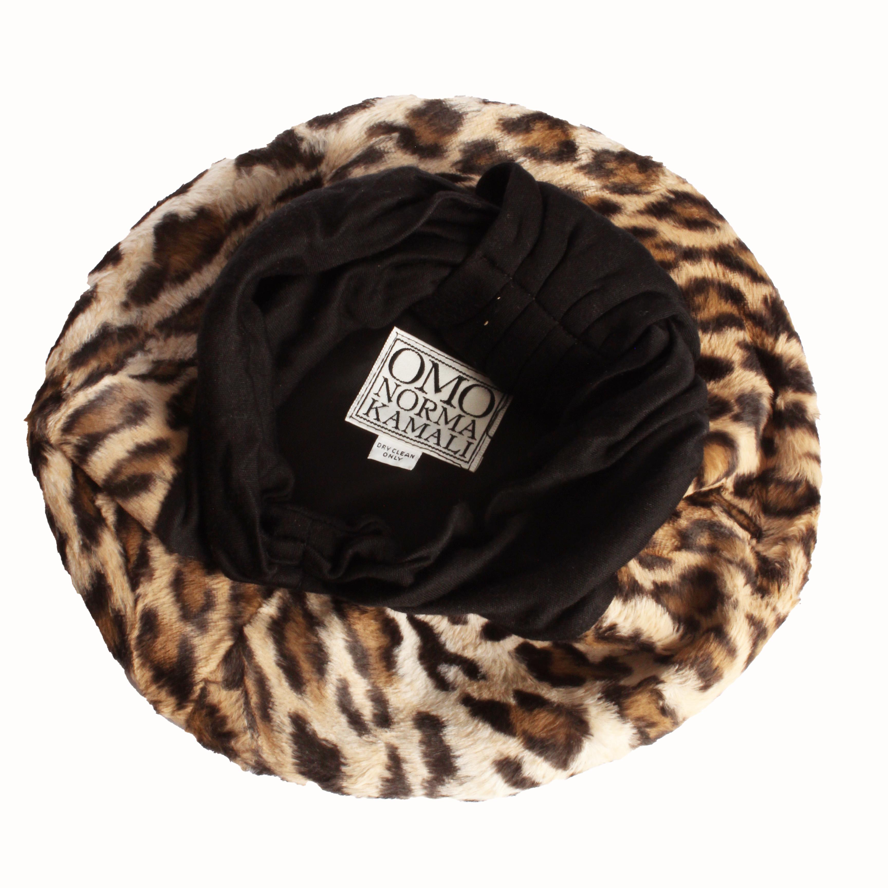 Vintage Norma Kamali OMO Hat Leopard Cossack Style High Fashion 80s Rare OSFM 8