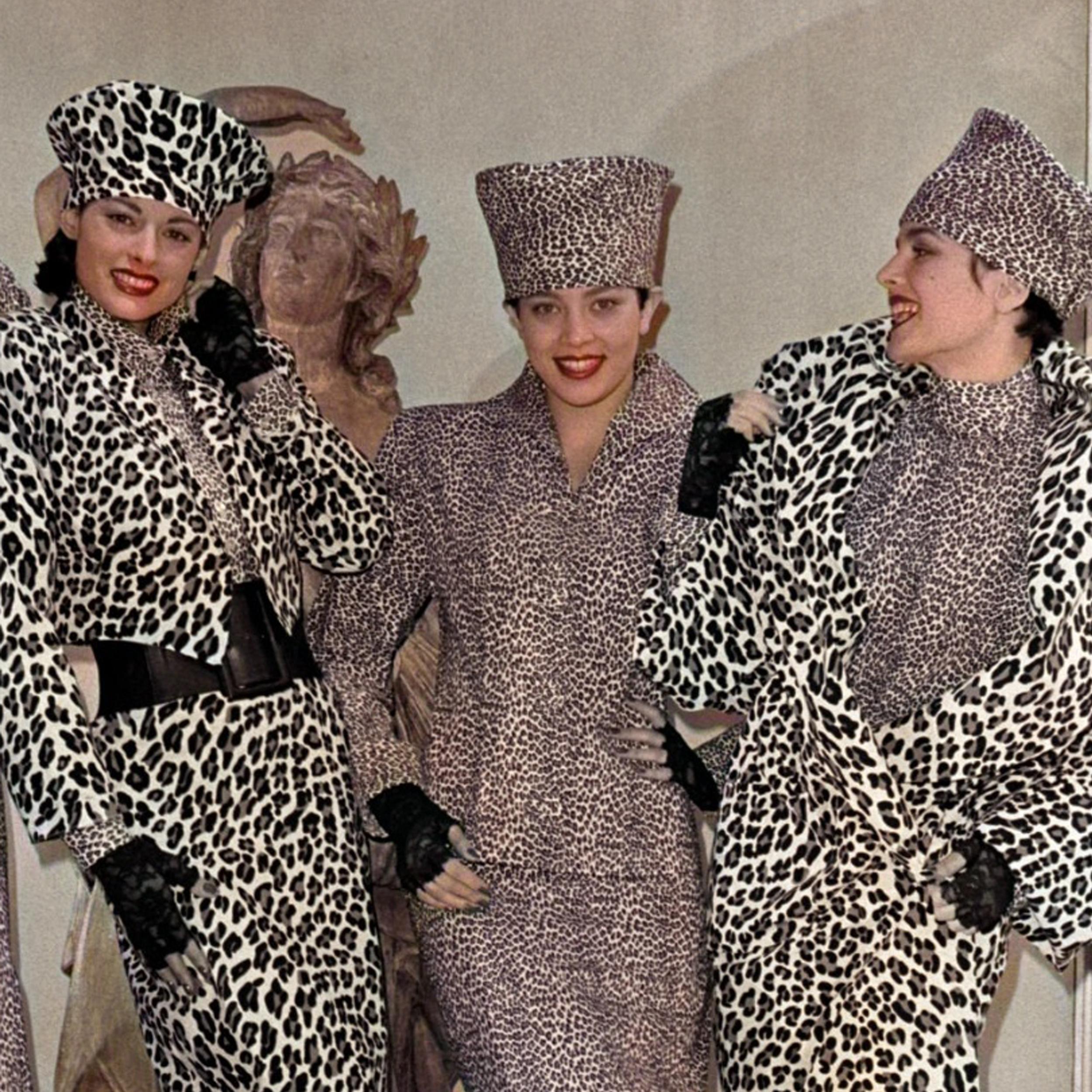 Beige Vintage Norma Kamali OMO Hat Leopard Cossack Style High Fashion 80s Rare OSFM