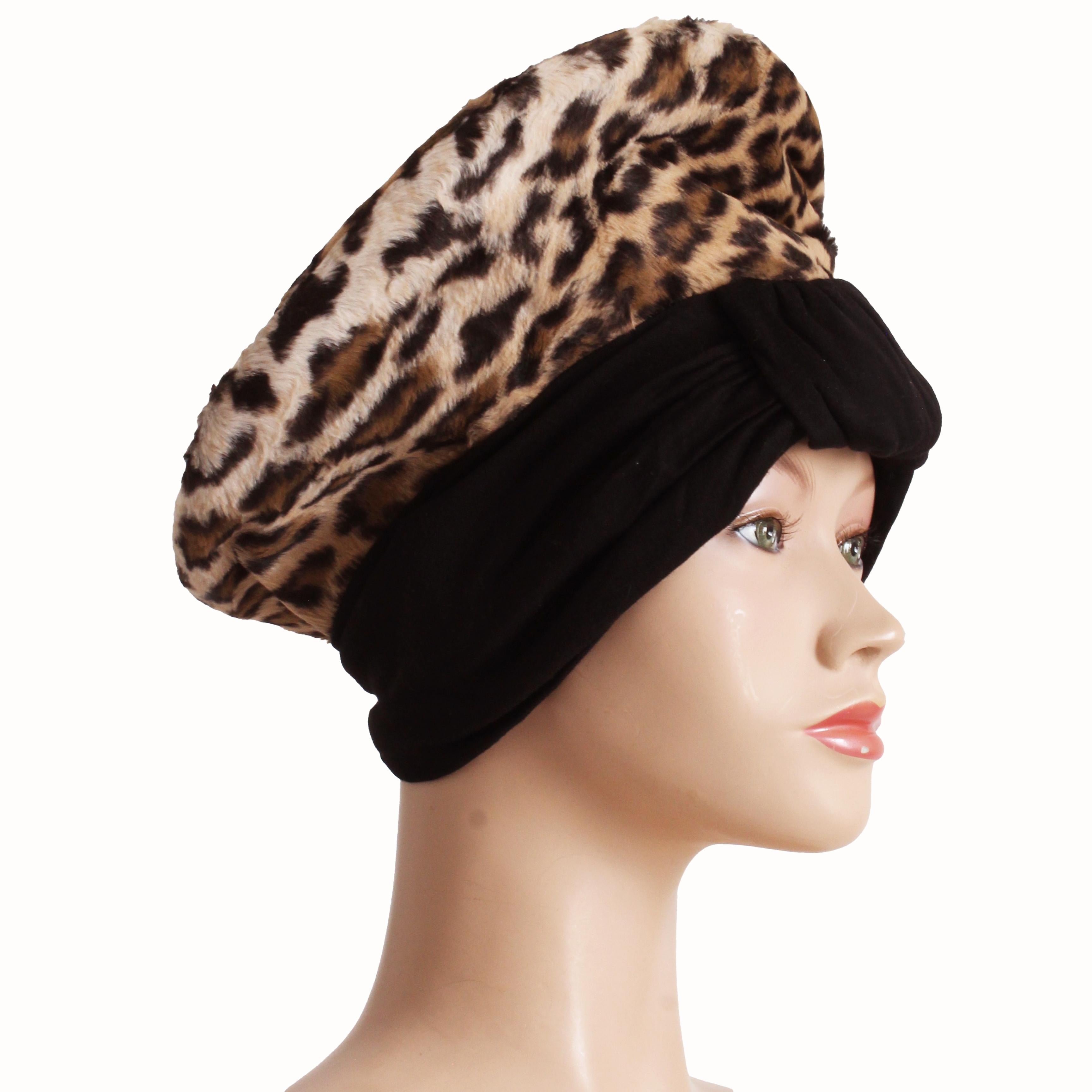 Vintage Norma Kamali OMO Hat Leopard Cossack Style High Fashion 80s Rare OSFM 2