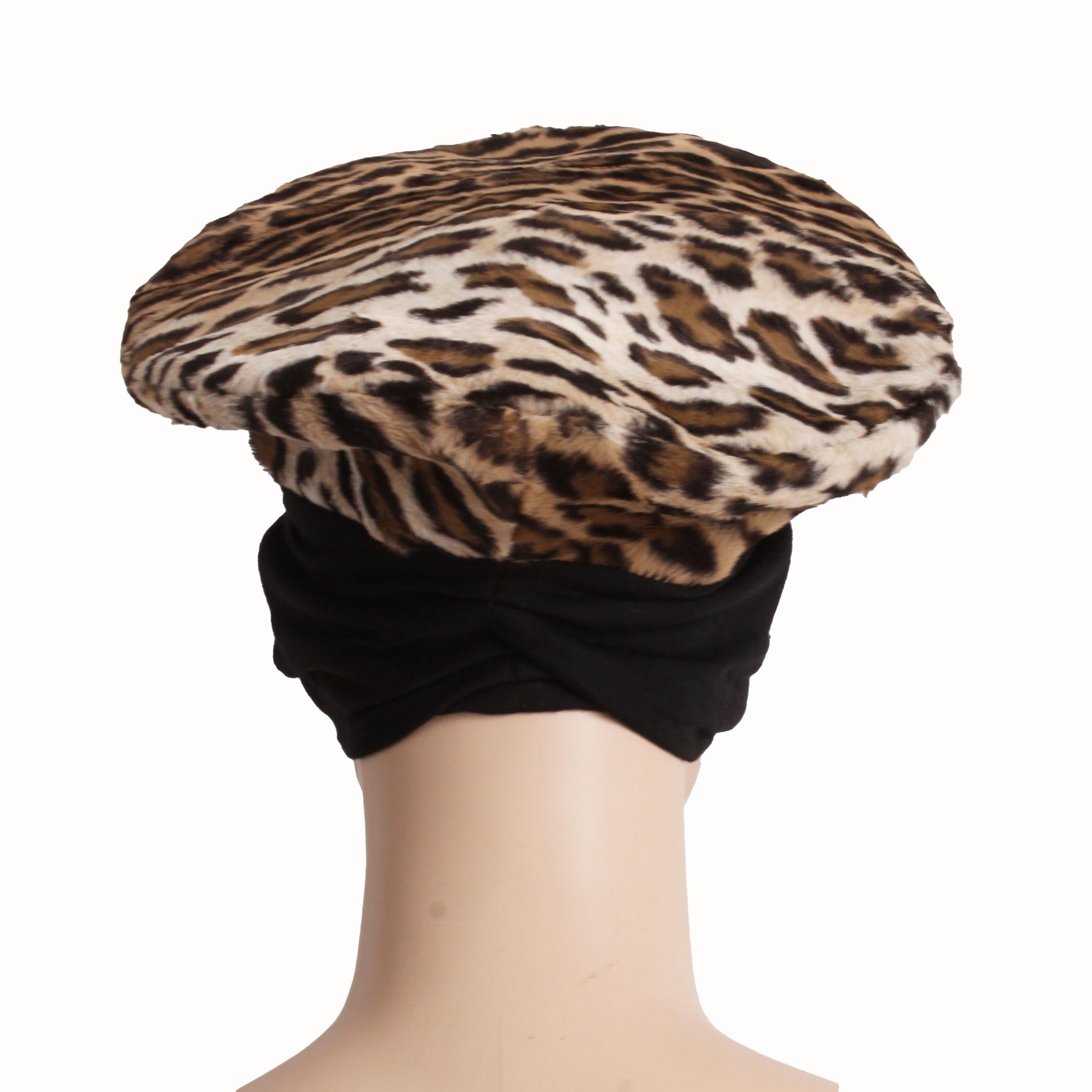 Vintage Norma Kamali OMO Hat Leopard Cossack Style High Fashion 80s Rare OSFM 4