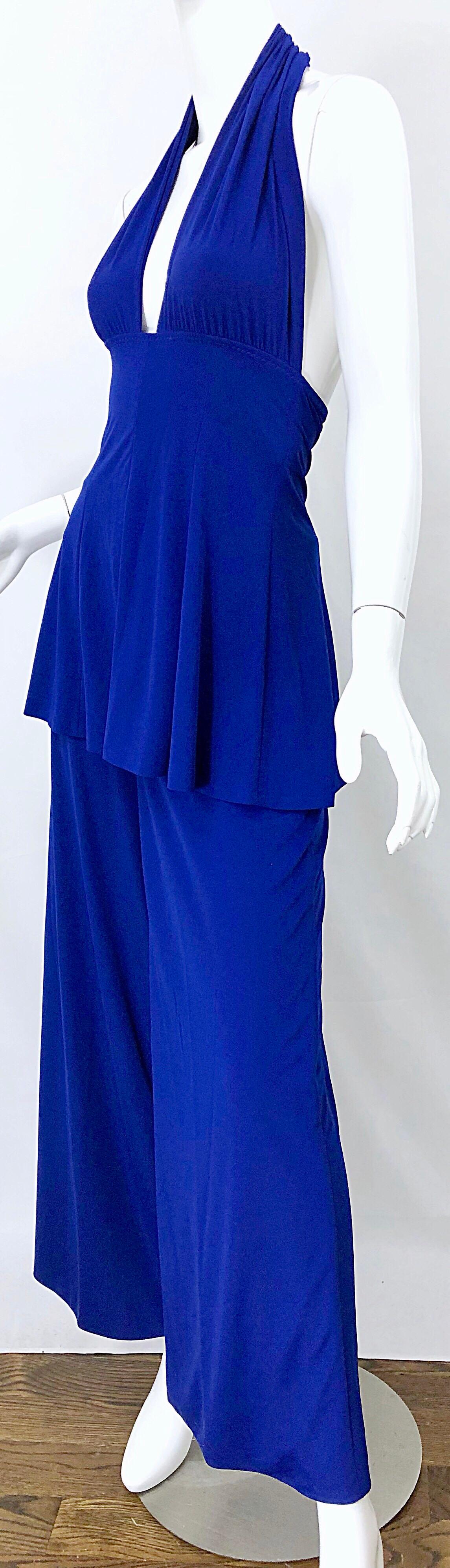 Norma Kamali OMO - Body à jambes larges et pantalon de bain bleu royal, vintage, fin des années 1970 en vente 10