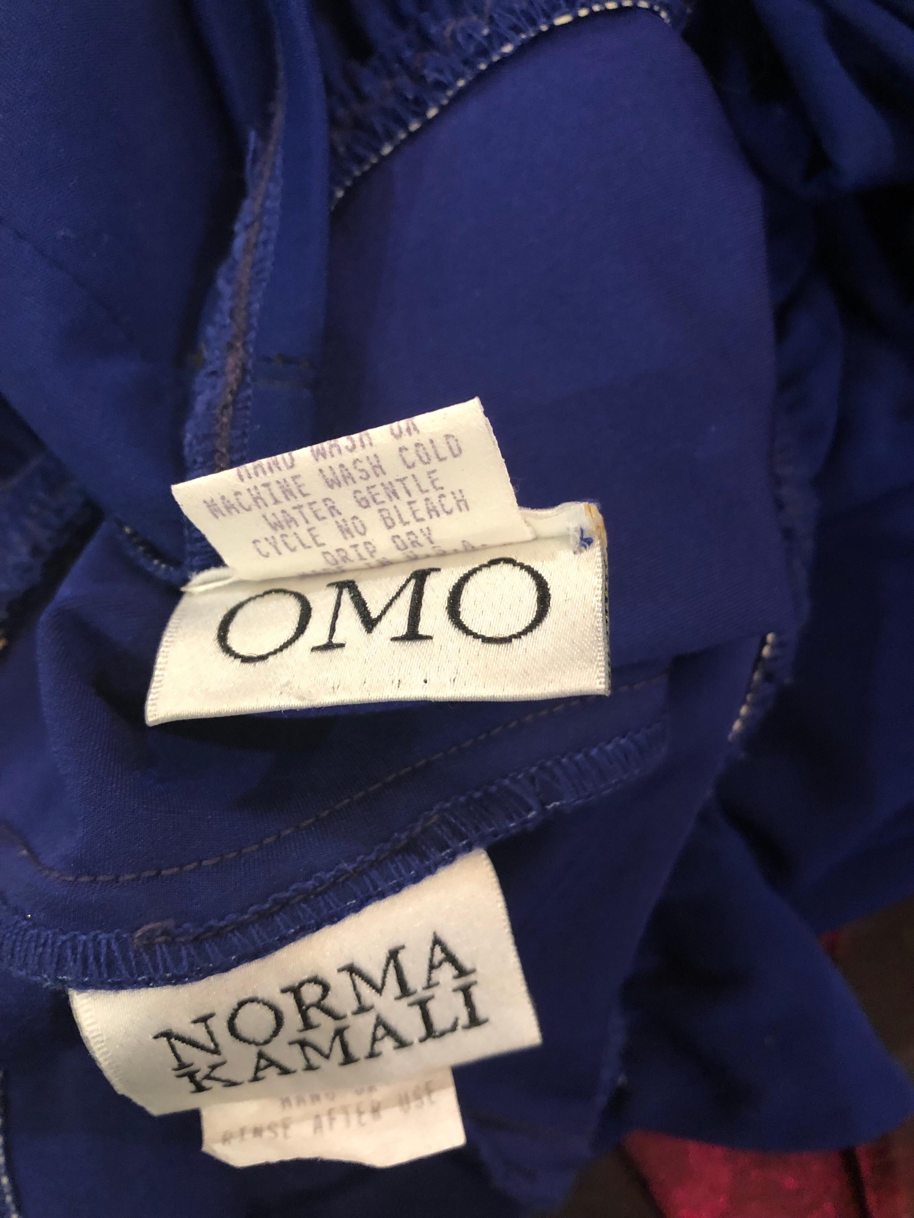 Vintage Norma Kamali OMO Ende der 1970er Jahre Königsblauer Badeanzug Bodysuit mit weitem Bein im Angebot 12