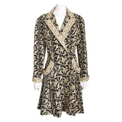 Vintage Coates di Norma Kamali in seta con ricamo barocco, inizio anni '90