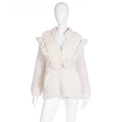 Vintage Norma of Canada Cream Chunky Knit Zip Front Sweater