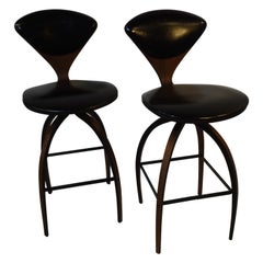 Vintage Norman Cherner Swiveling Bar Stools for Plycraft