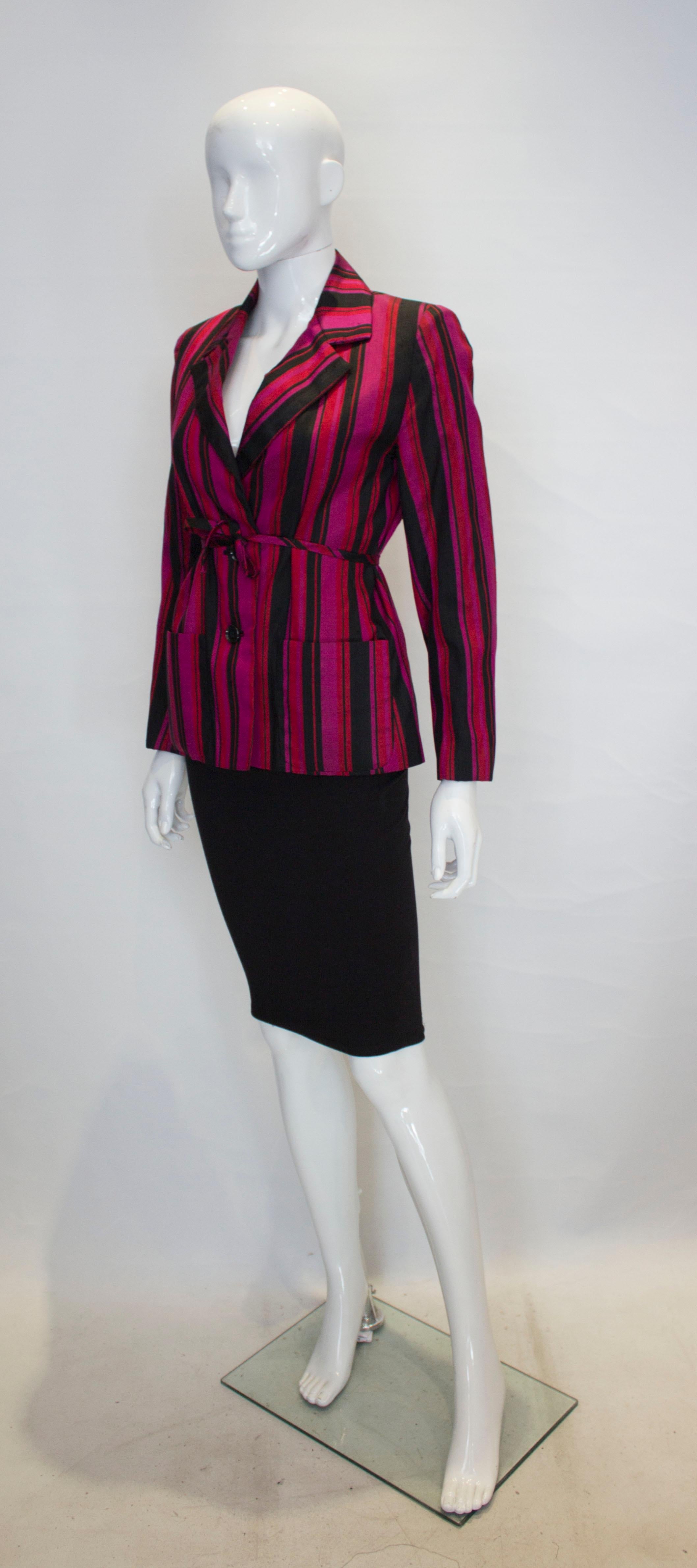 Purple Vintage Norman Hartnell Silk Stripe Jaacket