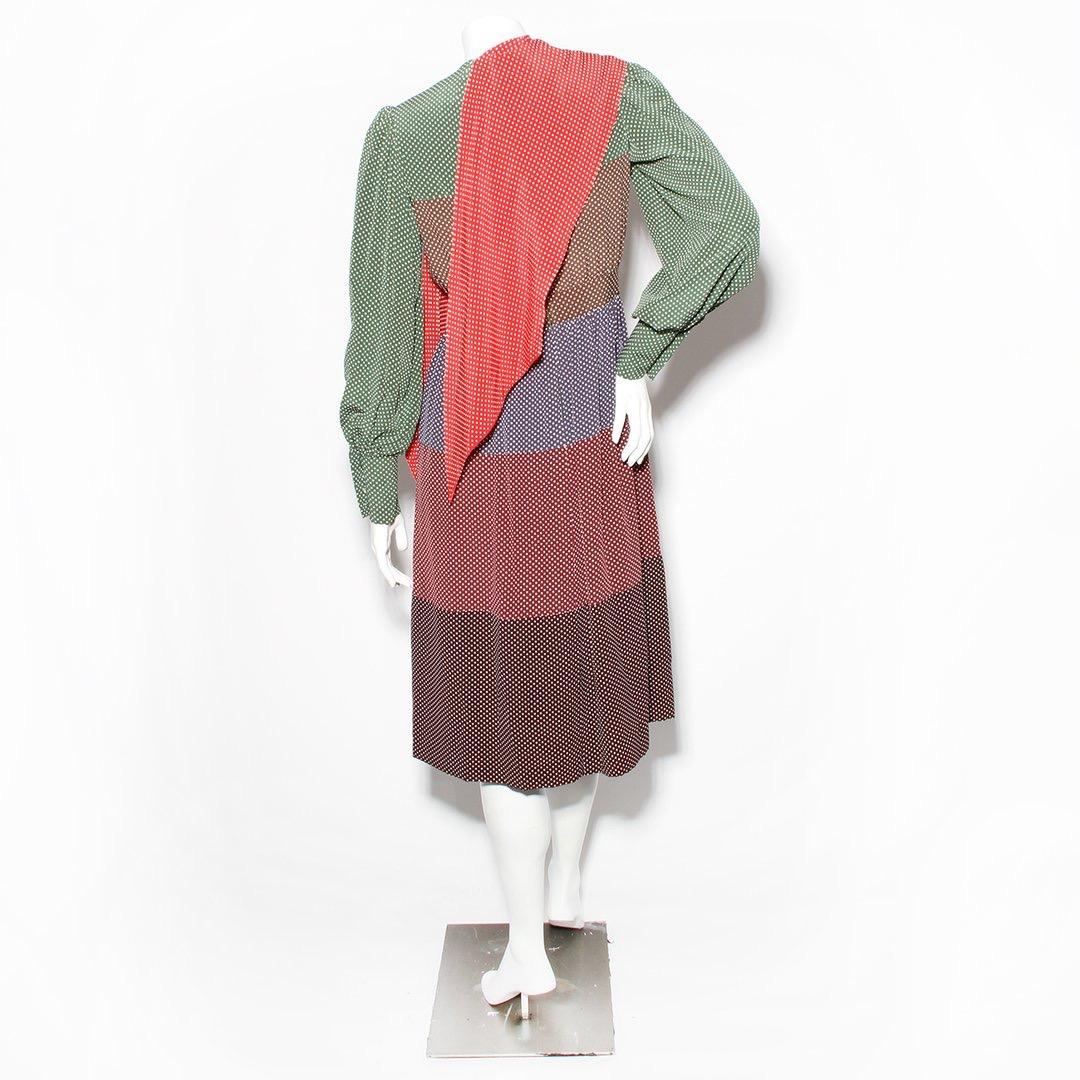 Marron Robe vintage à pois de Norman Norells en vente