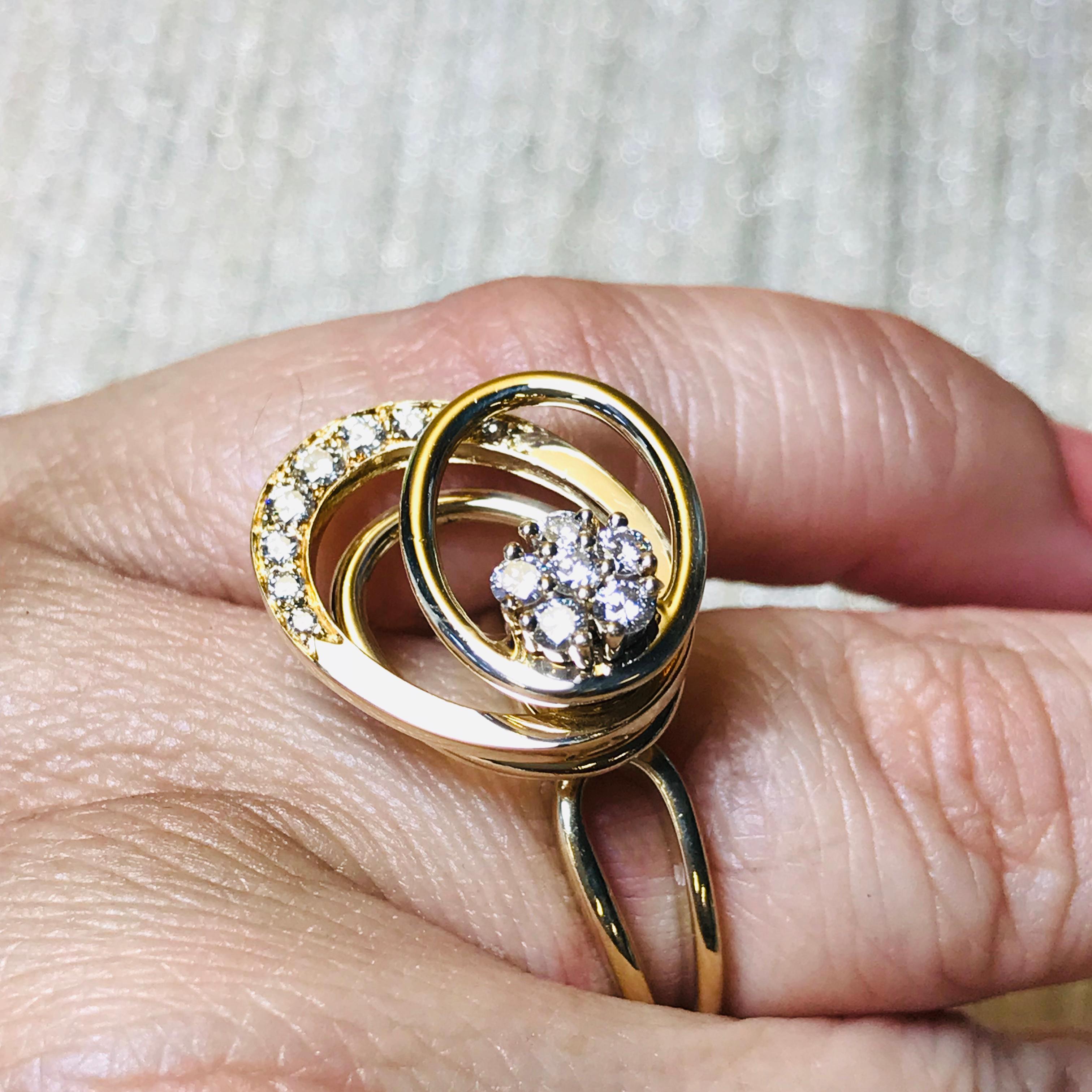 Vintage Norman Teufel 14 Karat Gold Original Swinger Ring, circa 1975