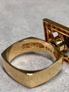 Vintage Norman Teufel 1972 18K Yellow Gold Kinetic Spinner Ring 1.10ctw Sz 6