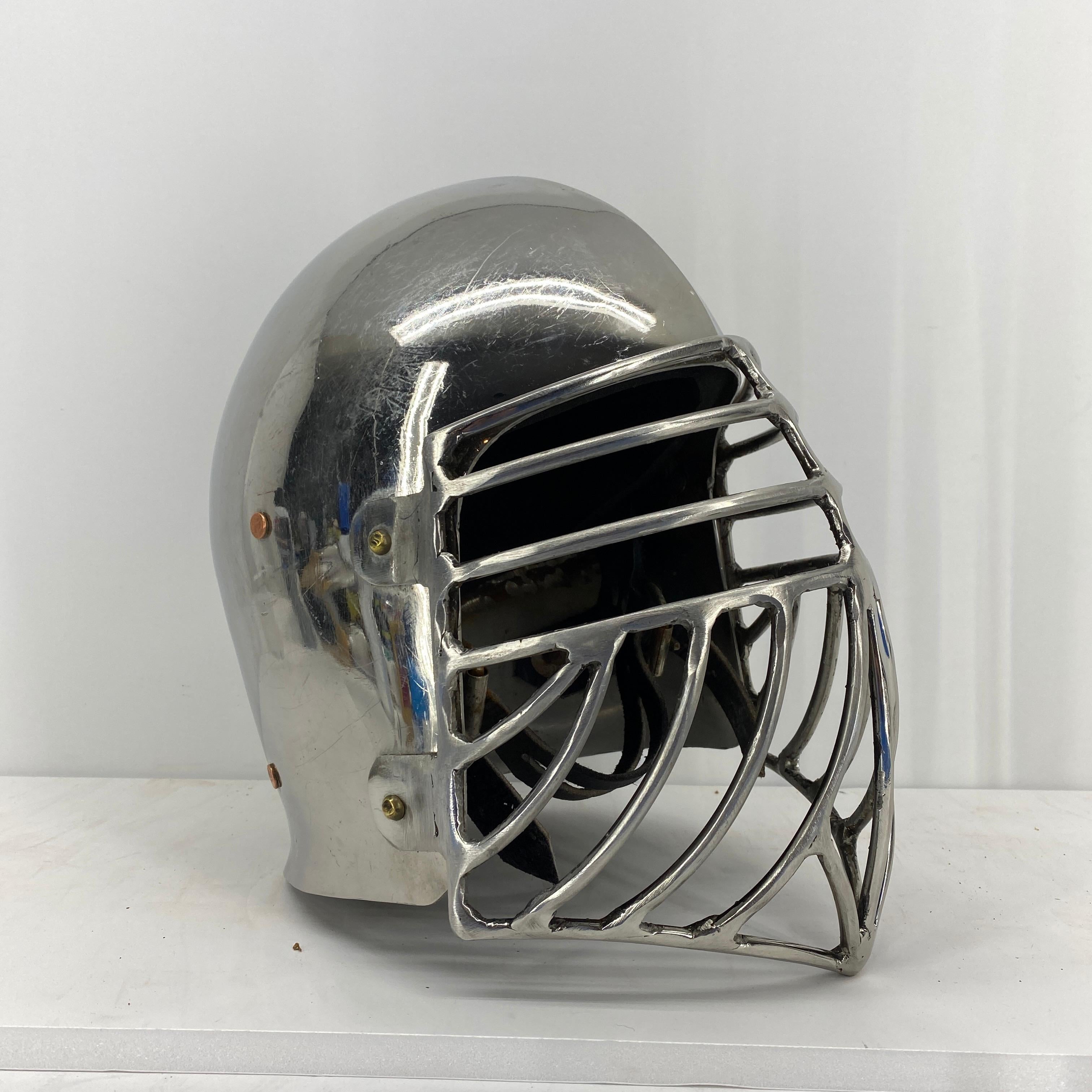 Vintage Norseman Style Polished Chrome Viking Helmet In Good Condition In Haddonfield, NJ