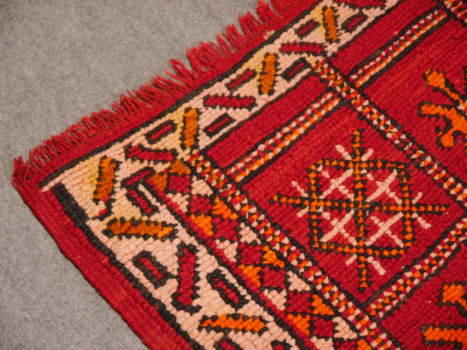 Hand-Knotted Vintage North African Berber Rug