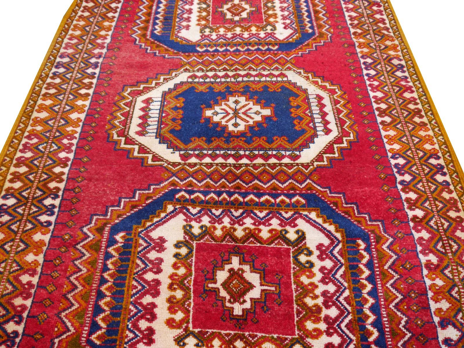 Hand-Knotted Vintage North African Berber Tribal Rug Ait Khozema from Morocco For Sale