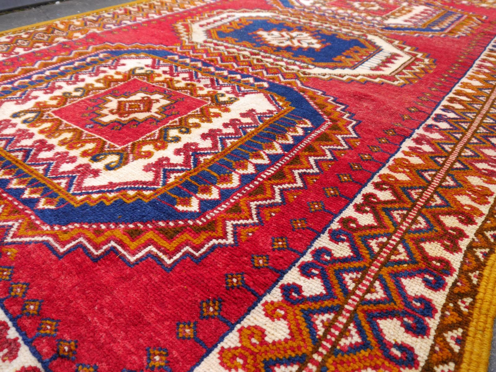 Wool Vintage North African Berber Tribal Rug Ait Khozema from Morocco For Sale
