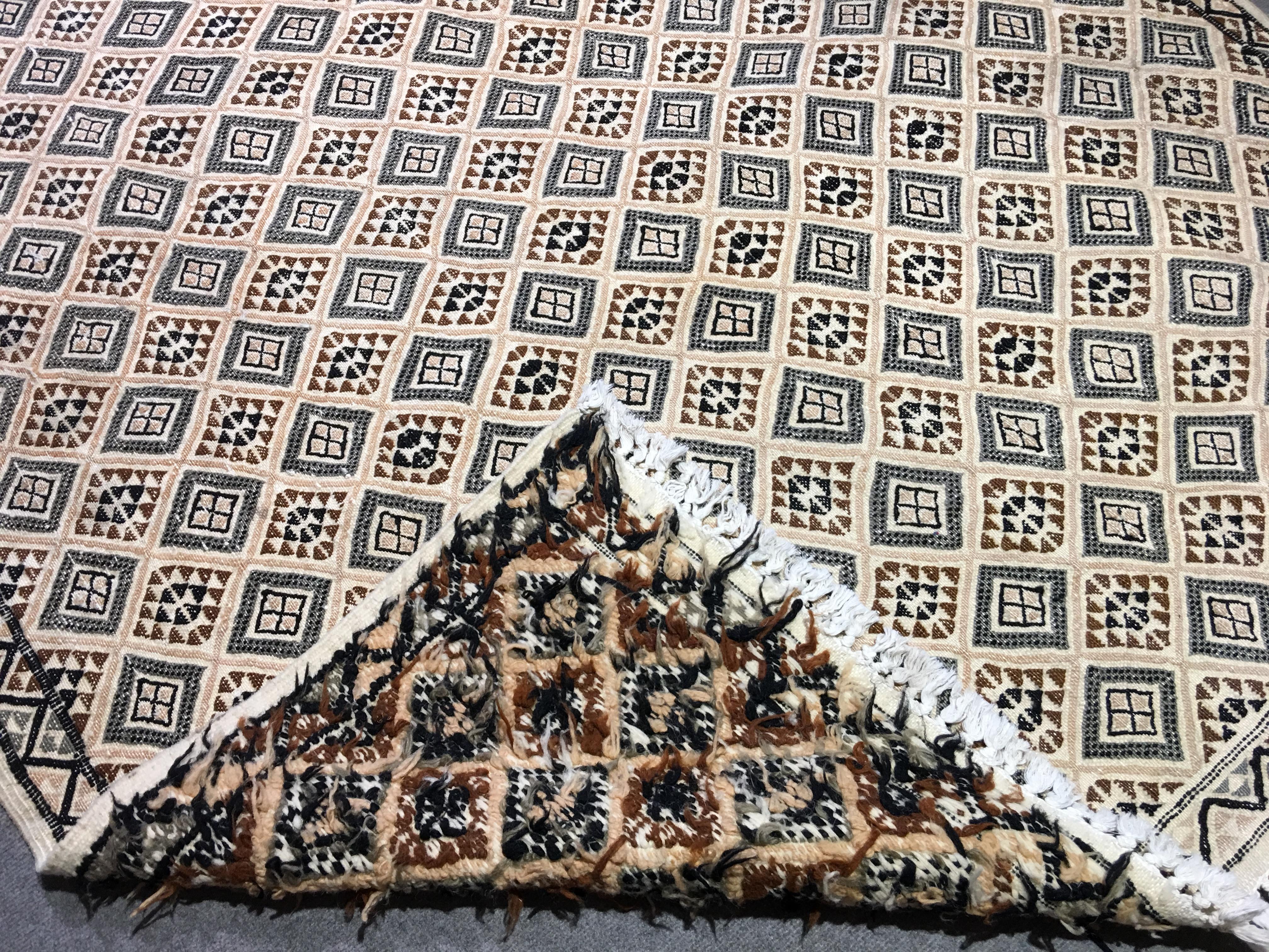 Late 20th Century Vintage North African Embroidered Kilim For Sale