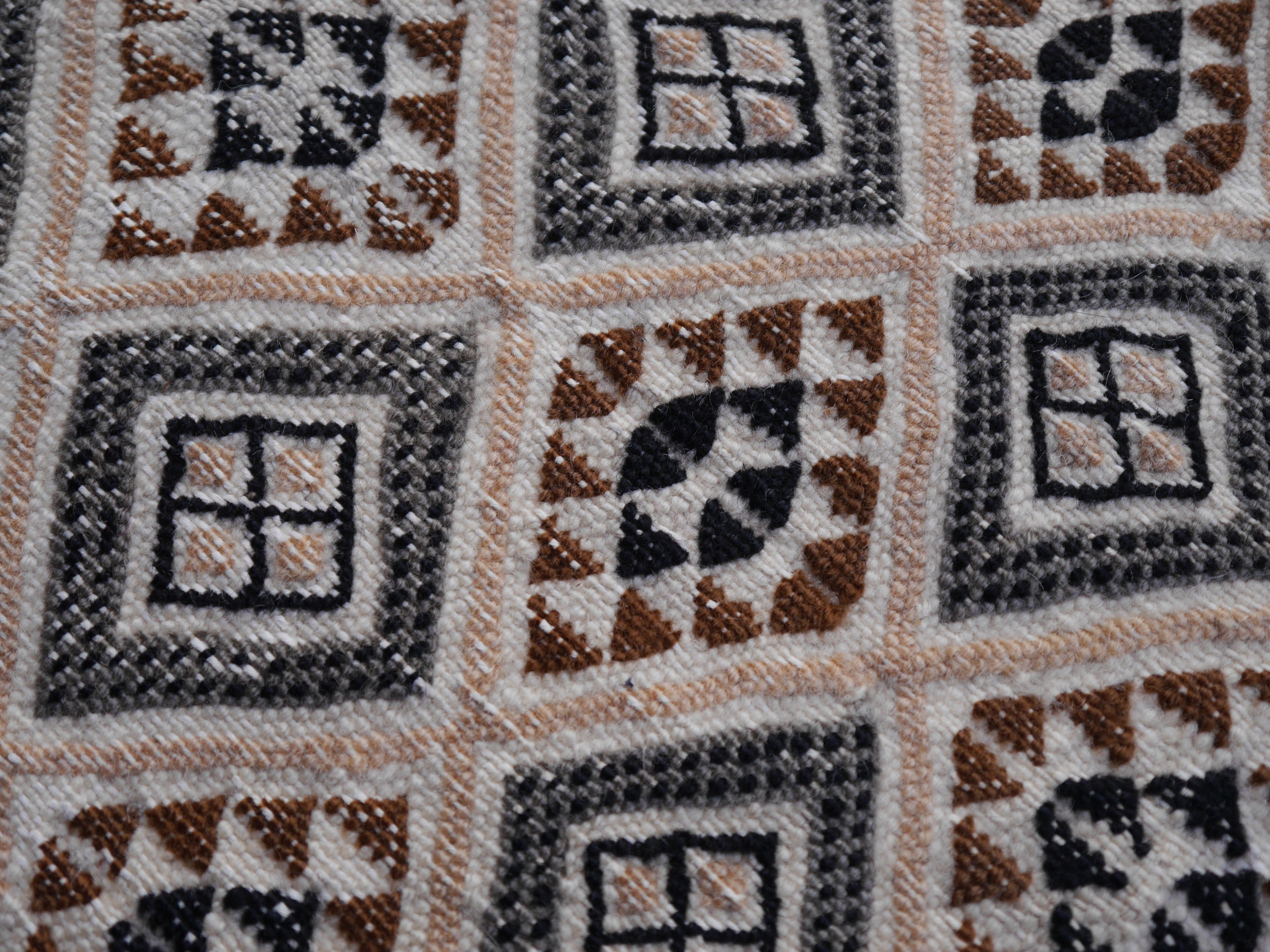 Vintage North African Embroidered Kilim For Sale 1