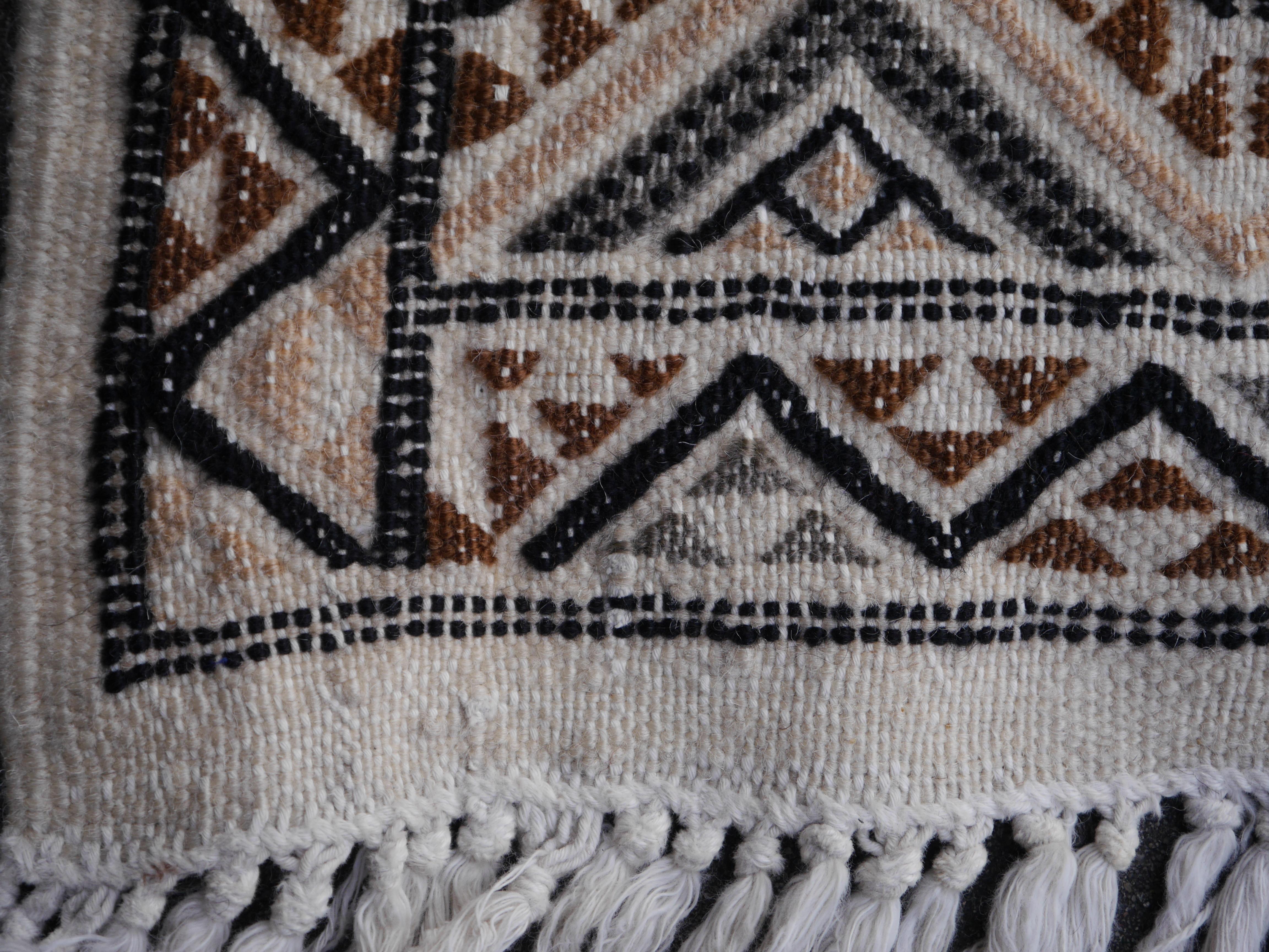 Vintage North African Embroidered Kilim For Sale 2