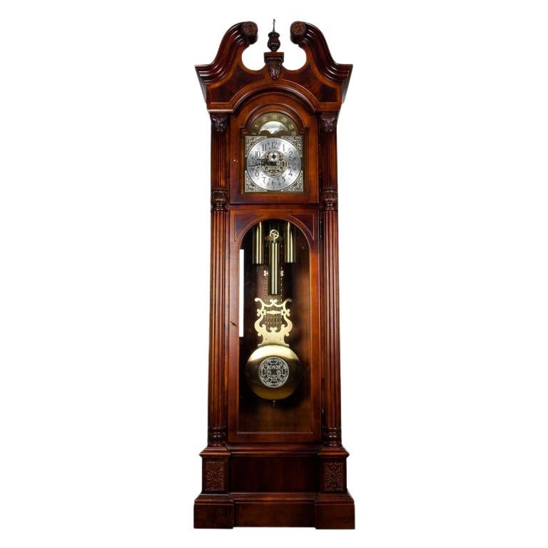 Vintage North American Mahogany Wood  Longcase Grandfather's Clock 