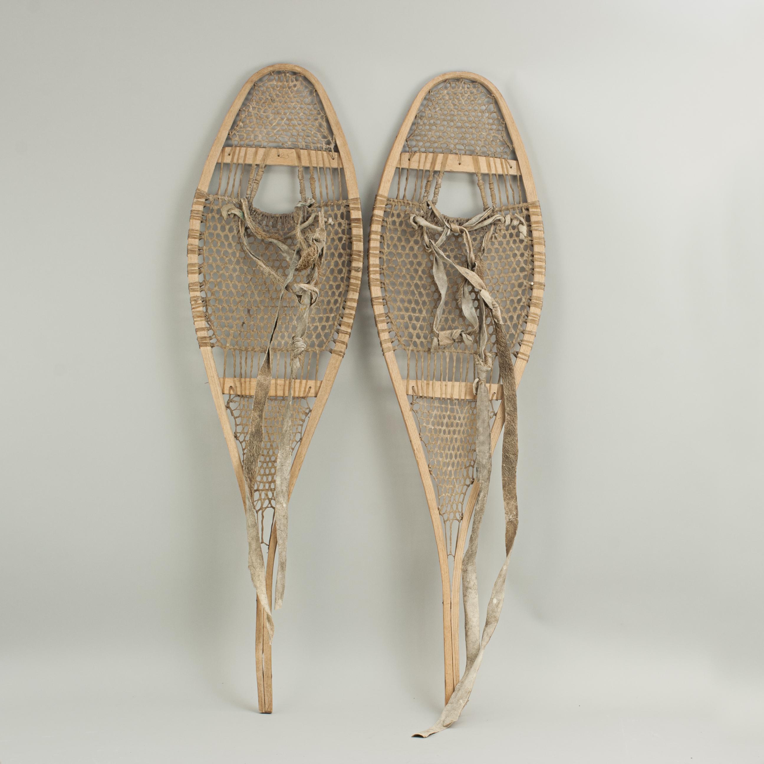 20th Century Vintage North American Wooden Snowshoes