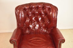 Vintage North Hickory Furniture Red Leather Club Chair, 1940's