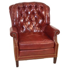 Vintage North Hickory Furniture Red Leather Club Chair, 1940's
