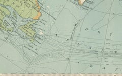 Carte polaire nord vintage représentant les routes d'exploration de l'Arctique, 1903