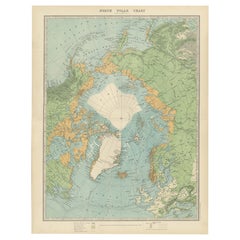 Vintage North Polar Chart Featuring Arctic Exploration Routes, 1903