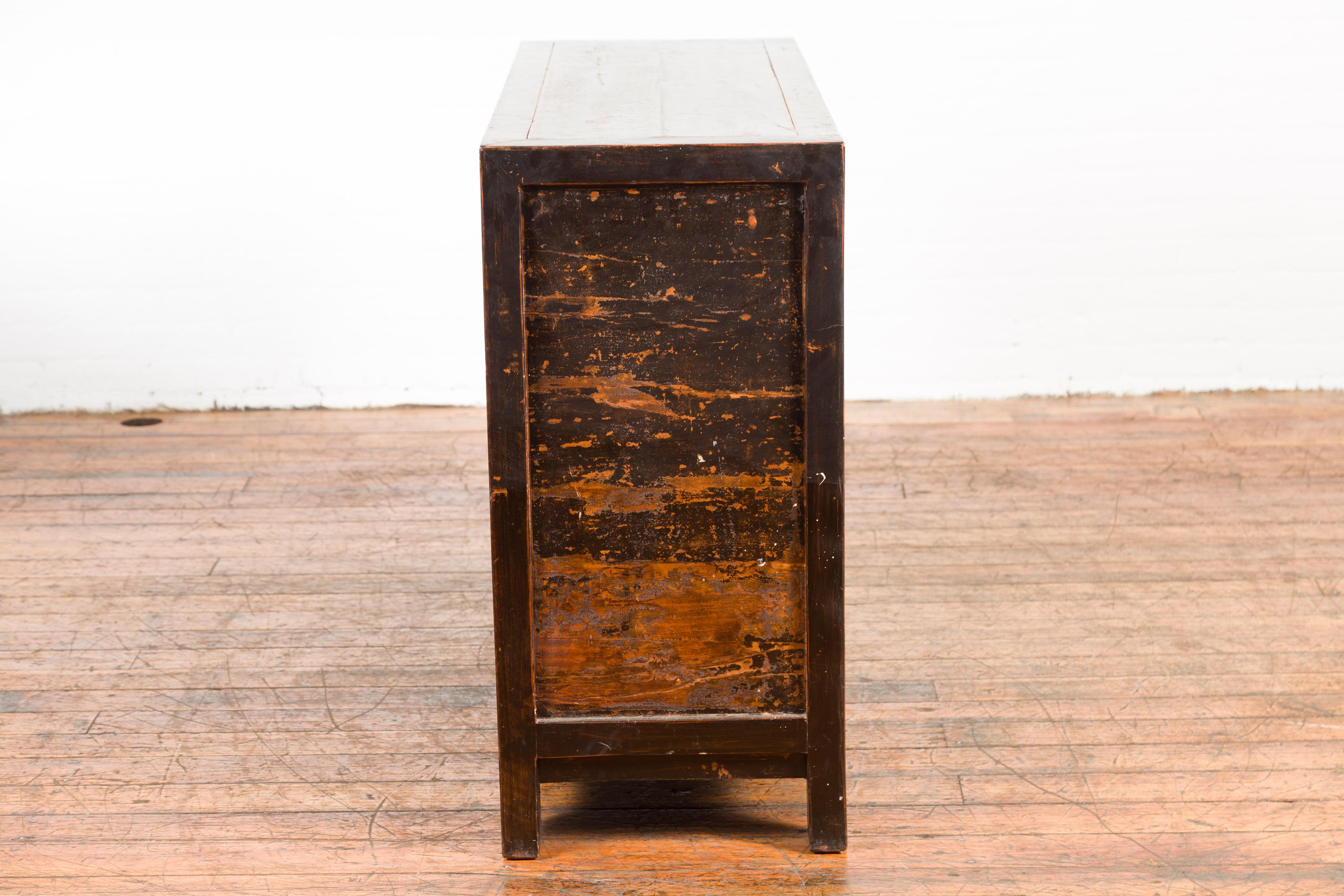 Vintage Northern Chinese Distressed Cabinet with Three Drawers over Two Doors 12