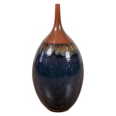 Vintage Northern Thai Chiang Mai Blue and Brown Vase from the Prem Collection