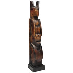 Vintage Northwest Hand Carved Wood TOTEM Pole