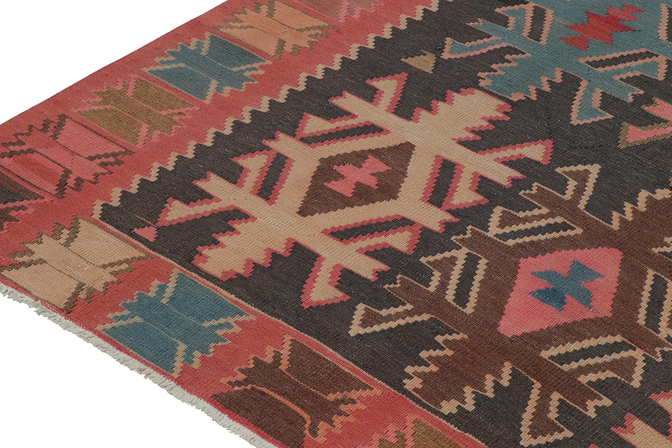 Mid-20th Century Vintage Northwest Persian Kilim in Black with Geometric Patterns by Rug & Kilim For Sale