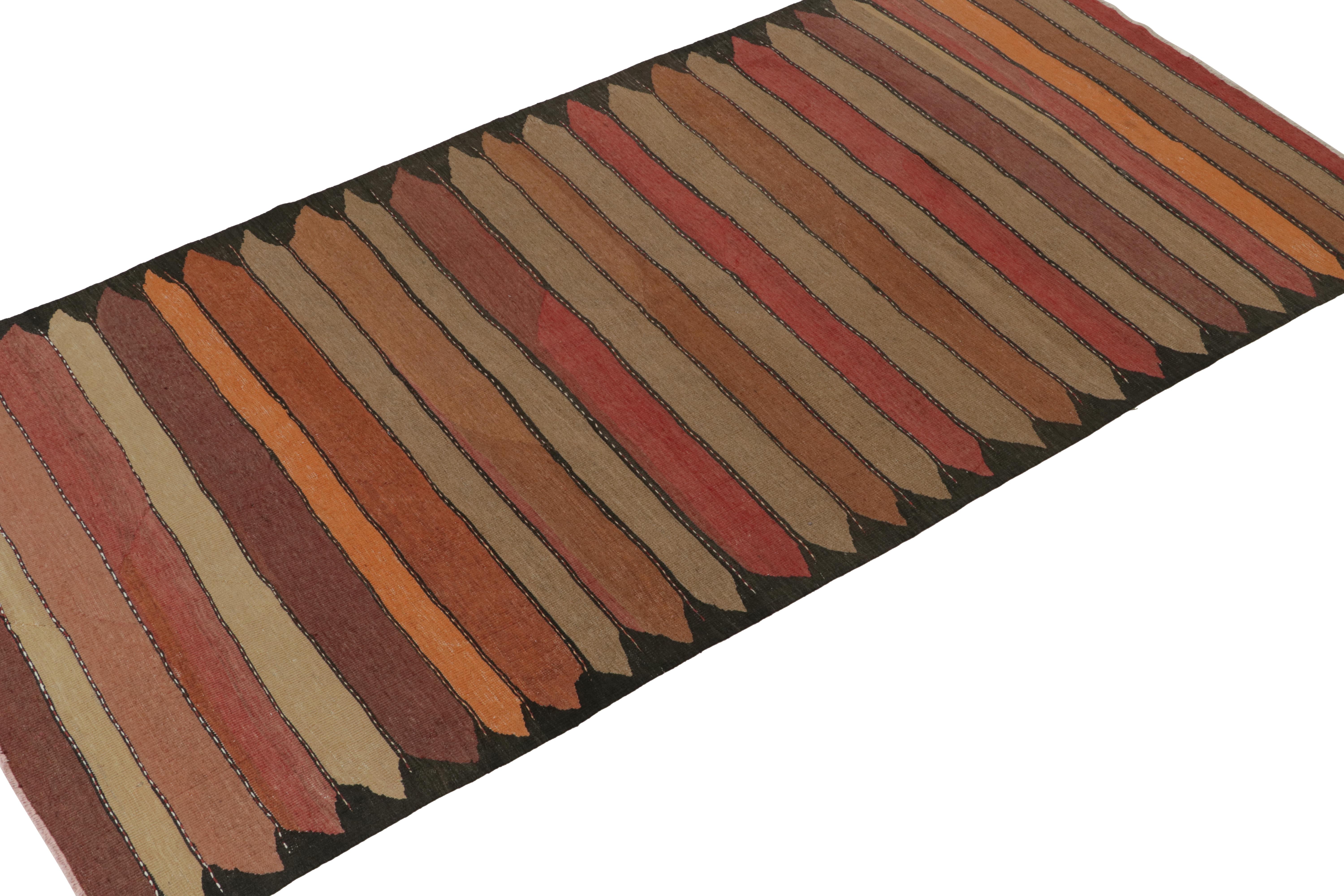 Tribal Vintage Northwest Persian Kilim in Brown, Rust and Red Stripes by Rug & Kilim For Sale