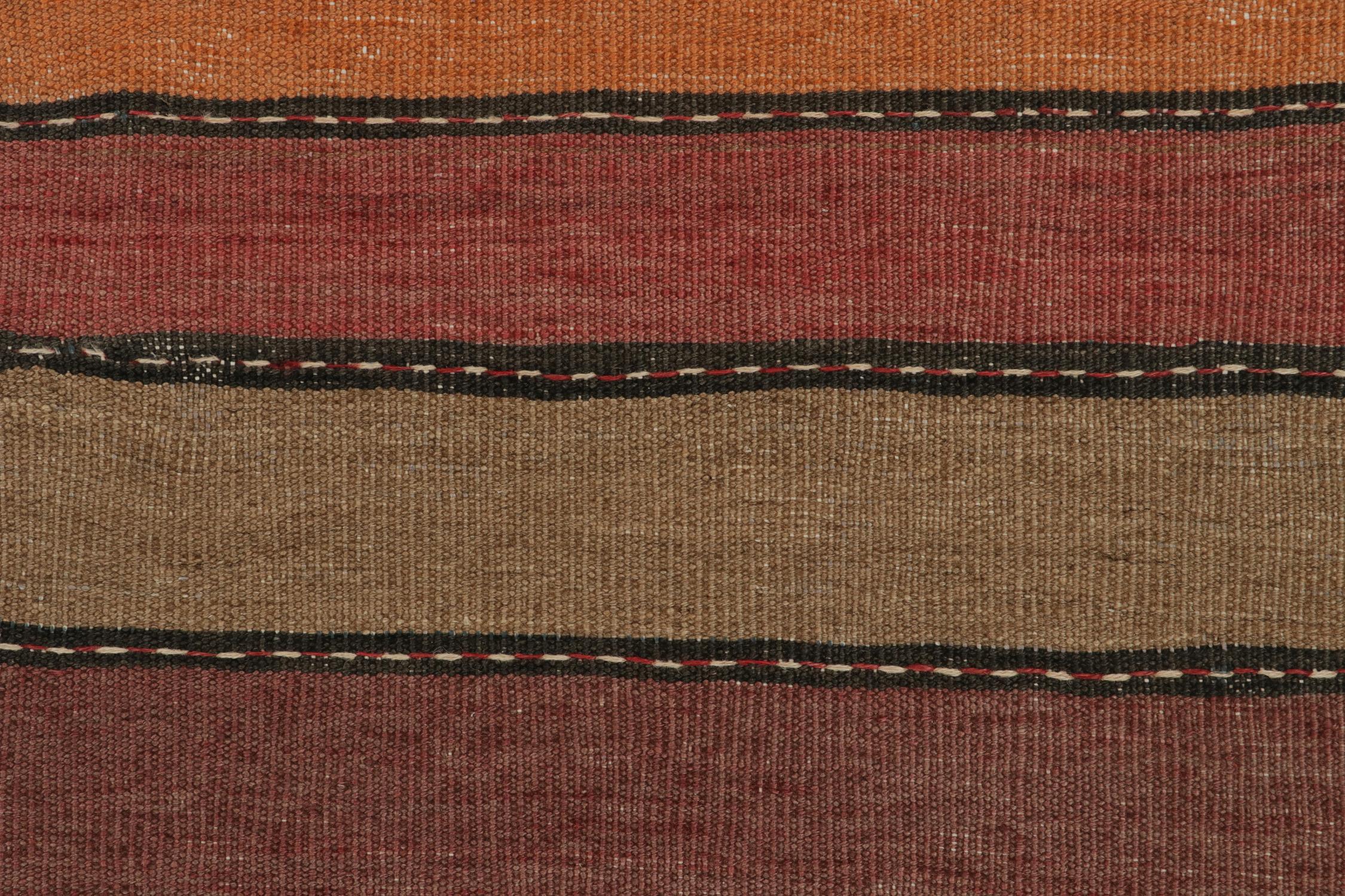 Mid-20th Century Vintage Northwest Persian Kilim in Brown, Rust and Red Stripes by Rug & Kilim For Sale