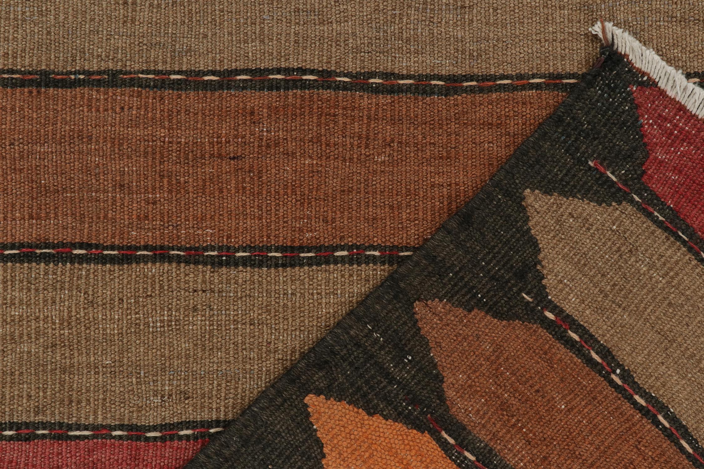 Wool Vintage Northwest Persian Kilim in Brown, Rust and Red Stripes by Rug & Kilim For Sale