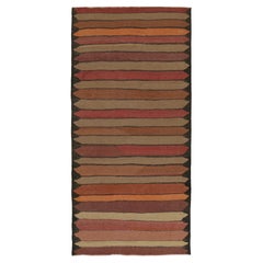 Vintage Northwest Persian Kilim in Brown, Rust and Red Stripes by Rug & Kilim