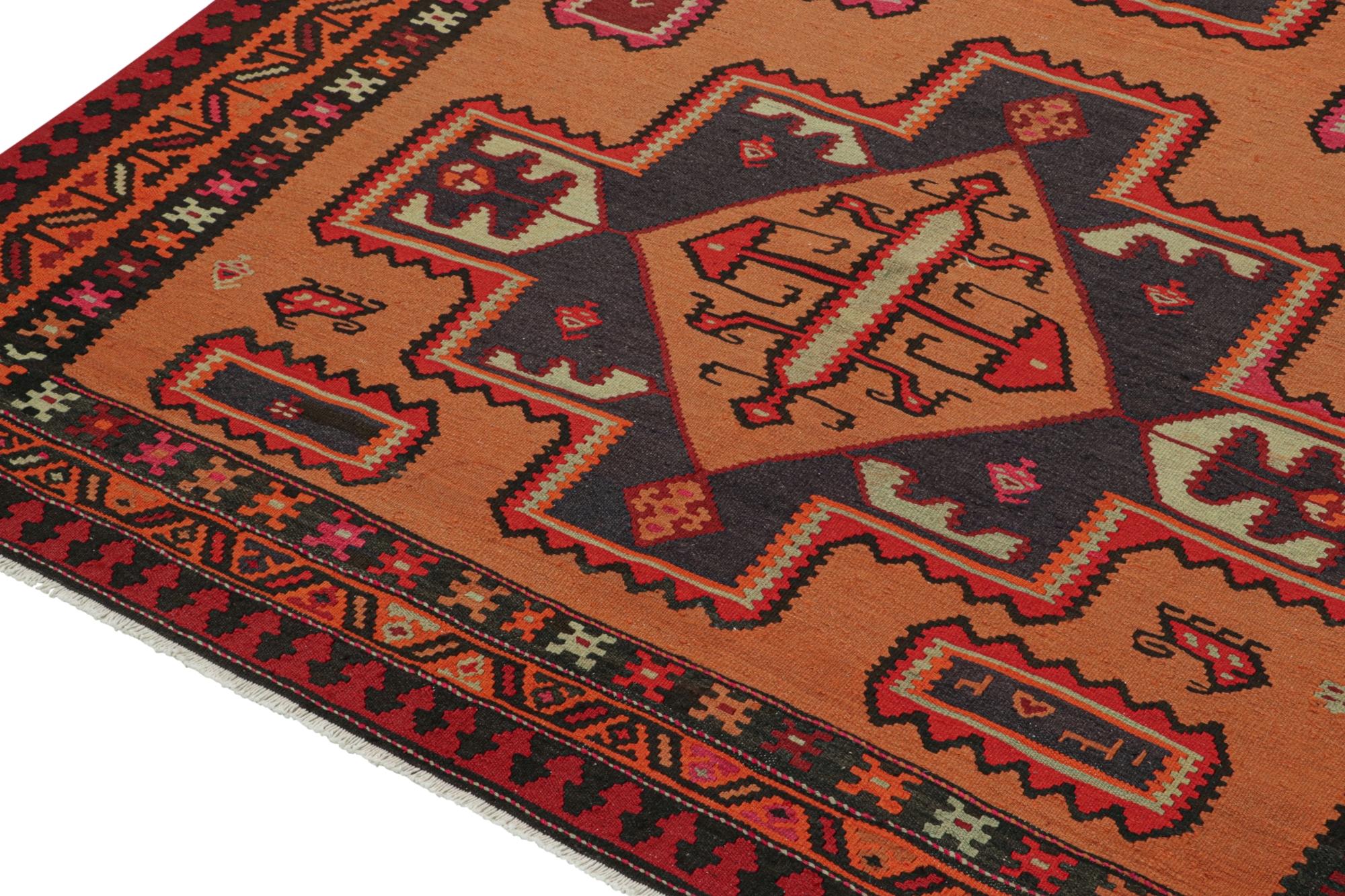 Mid-20th Century Vintage Northwest Persian Kilim in Orange with Medallions For Sale