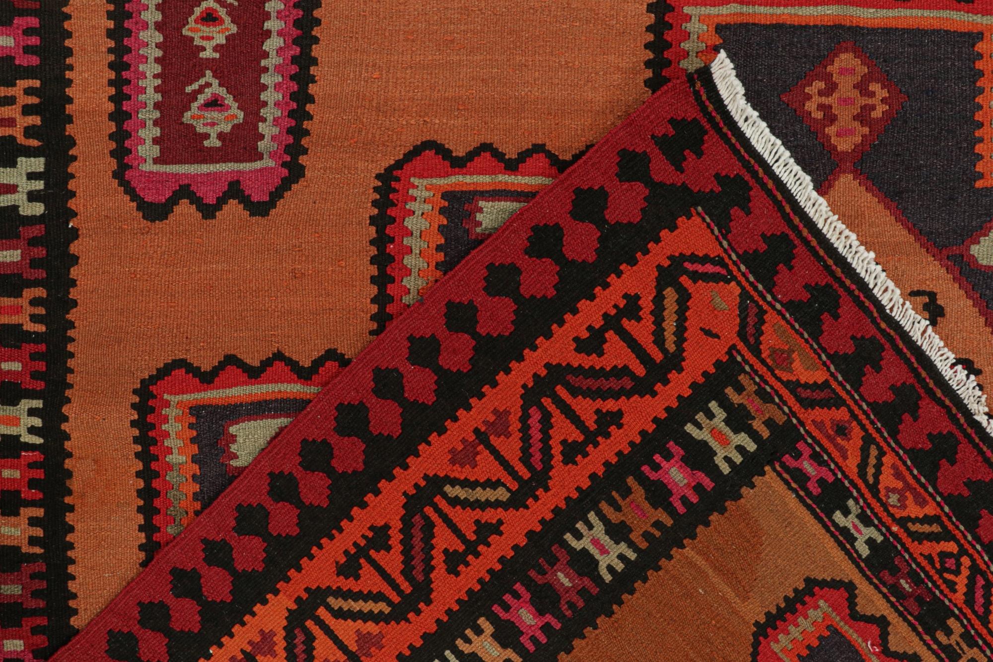 Wool Vintage Northwest Persian Kilim in Orange with Medallions For Sale