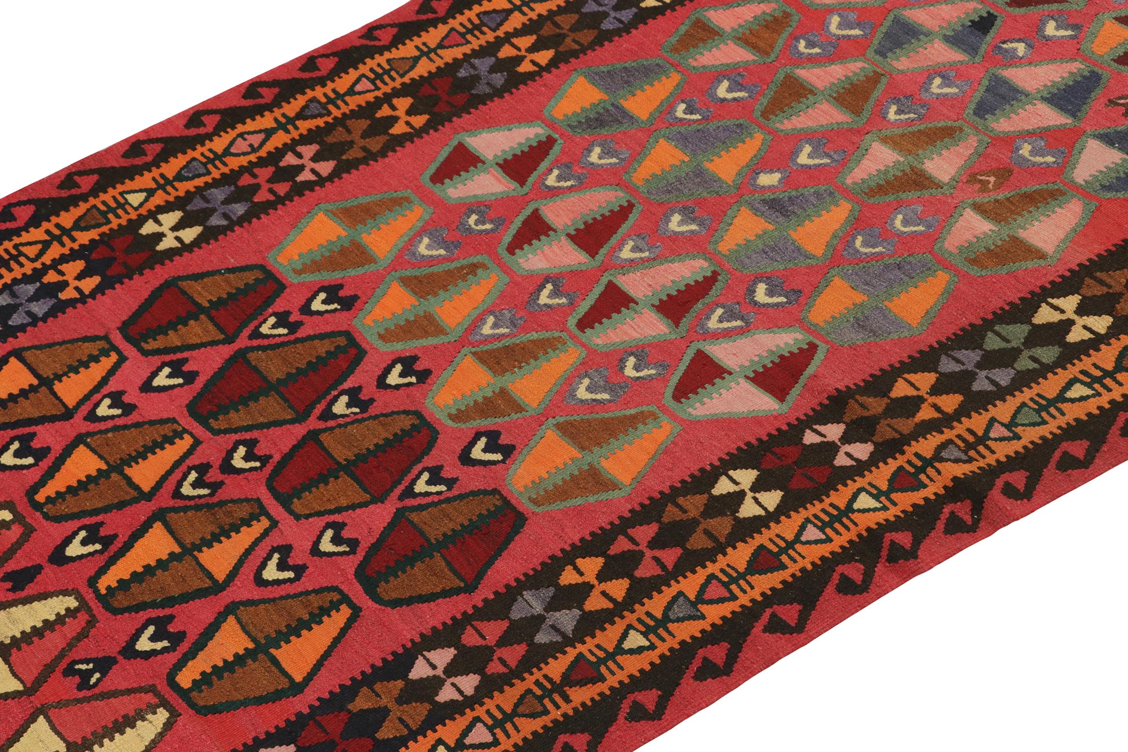 Hand-Knotted Vintage Northwest Persian Kilim in Pink with Geometric Patterns by Rug & Kilim For Sale