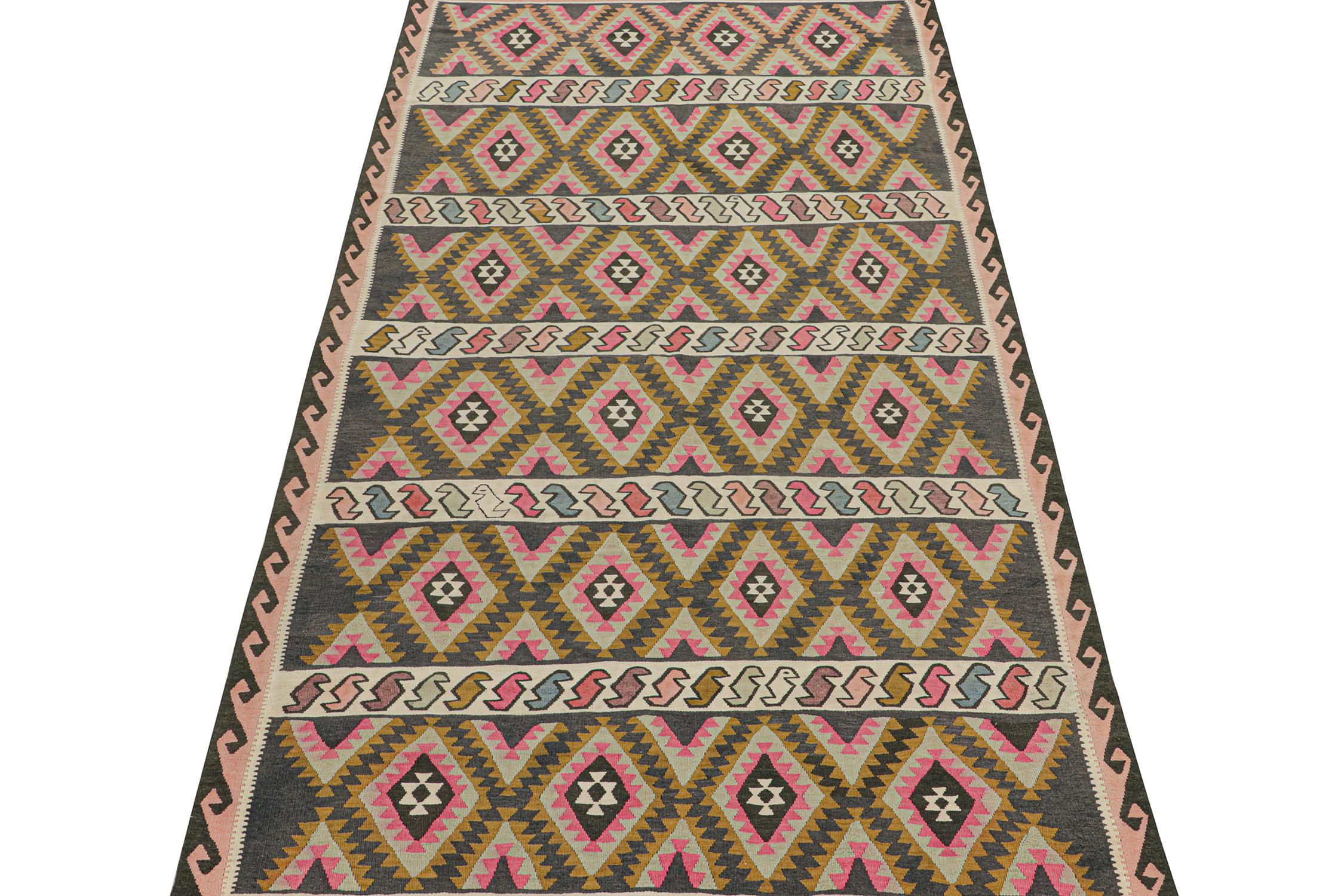 Tribal  Vintage Northwest Persian kilim in Polychromatic Diamond Pattern by Rug & Kilim For Sale