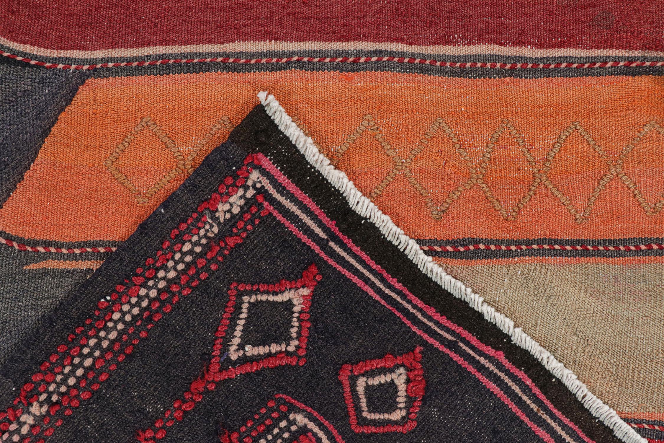 Wool Vintage Persian Kilim in Polychromatic Geometric Pattern by Rug & Kilim For Sale
