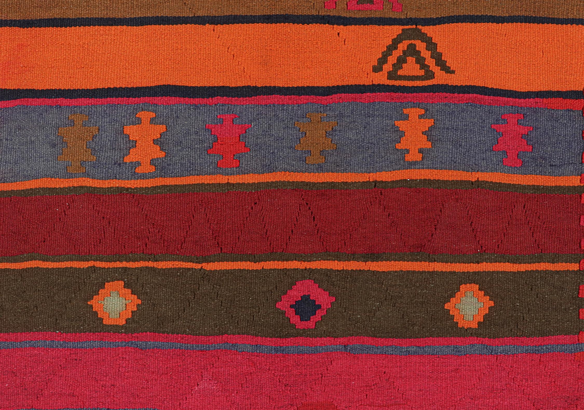 Wool Vintage Northwest Persian Kilim in Polychromatic Tribal Patterns by Rug & Kilim For Sale